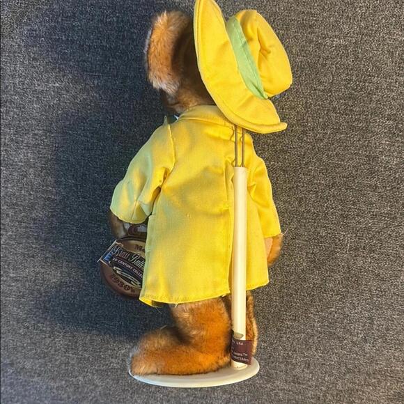 Pickford Bear Ltd. Mookie Brass Button Bear w yellow rain coat, hat. New w stand - Picture 5 of 10